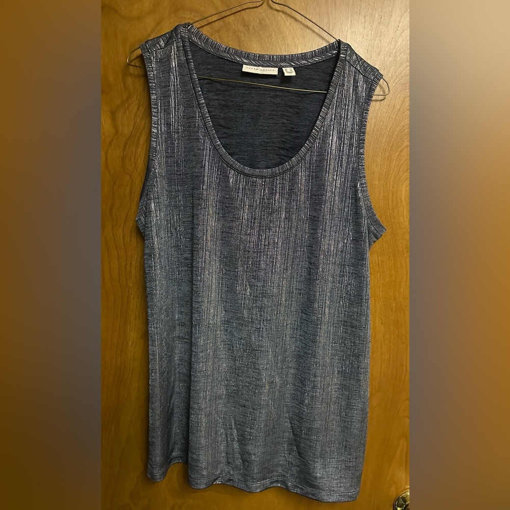 Susan Graver Metallic Blue Sleeveless Tank Top